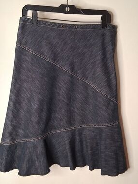 Contrast Y2K Dark Wash Denim Flounce Midi Skirt Size 8